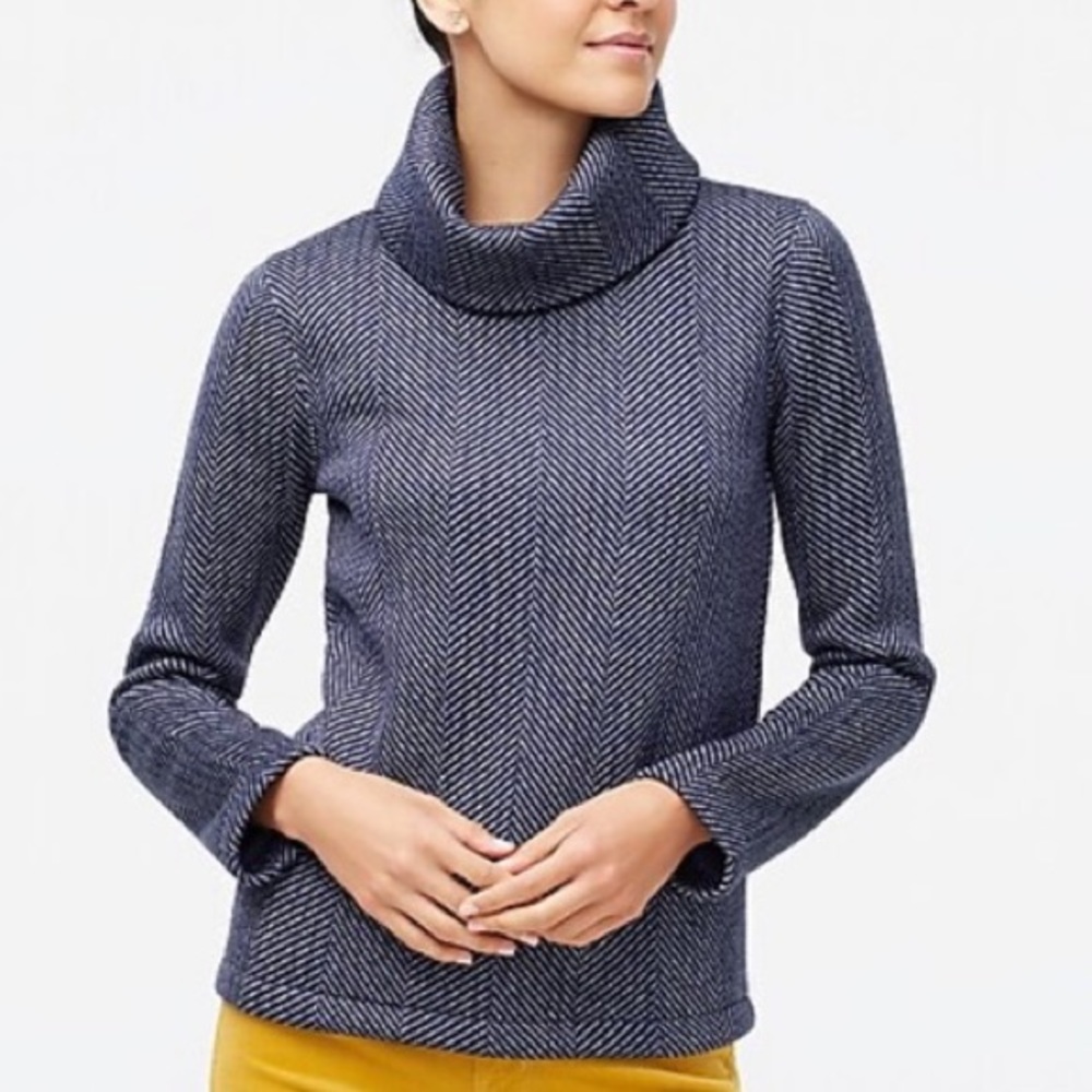 J. Crew Funnel Neck Navy Pullover Medium!